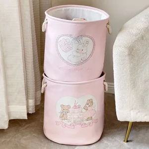 ﻿Collapsible Pink Laundry Basket